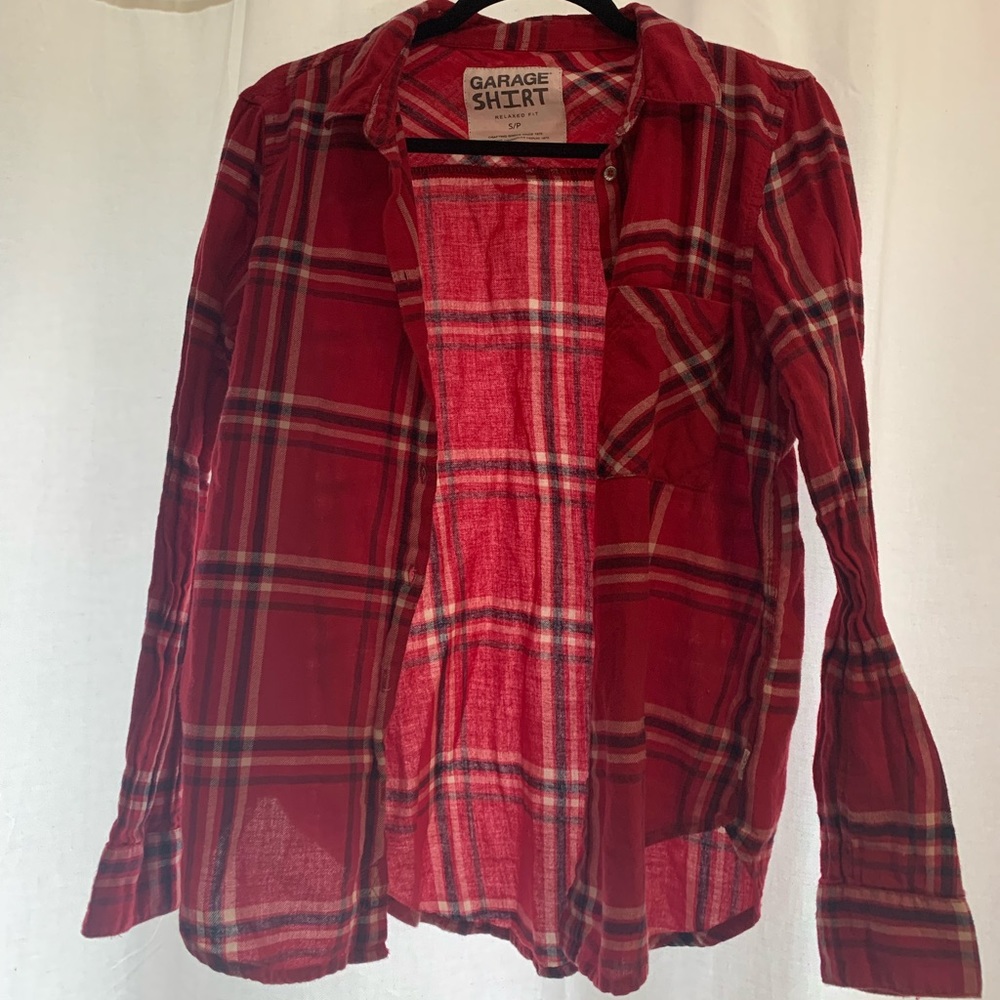 garage red plaid flannel